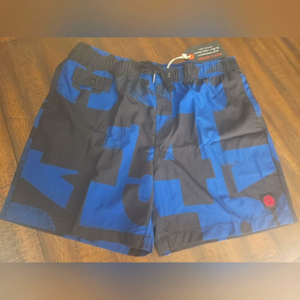 NWT Deus Men's Blue Arithmetic Valley Boardshorts Sz LG